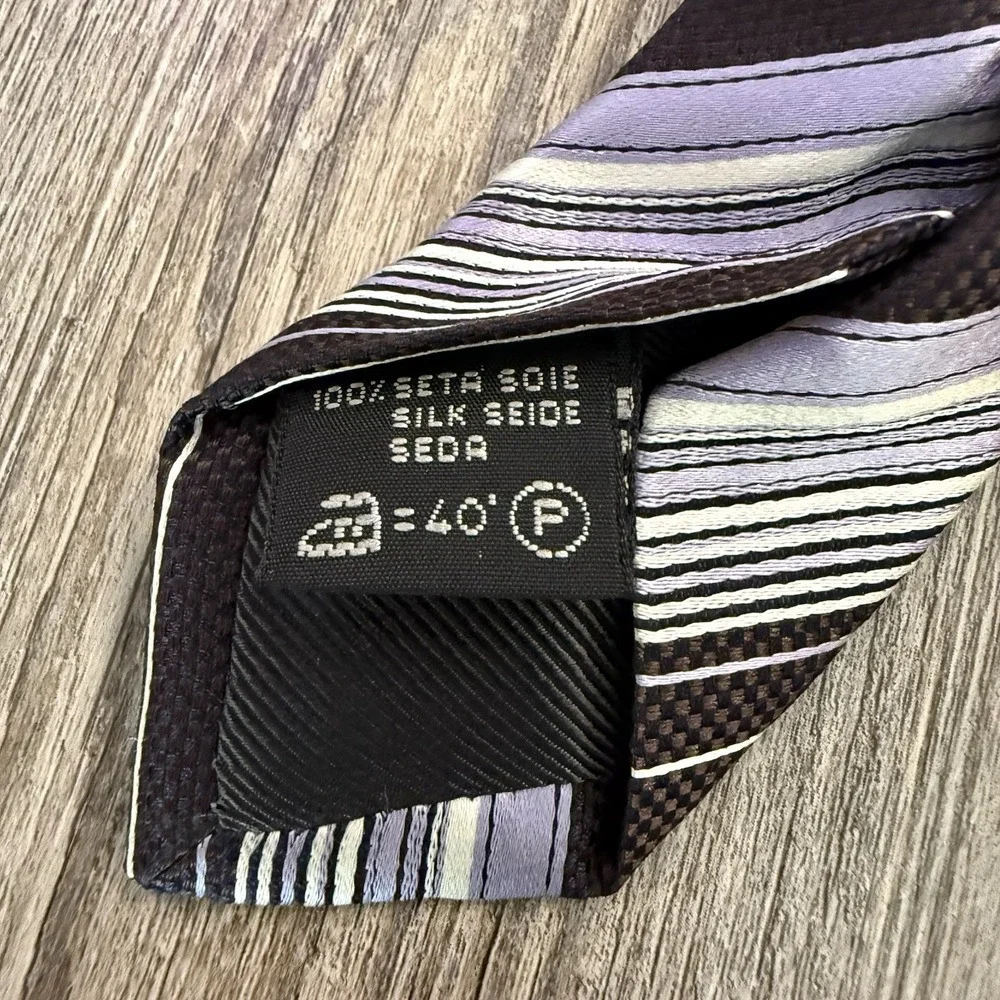 Ermenegildo Zegna‎ Men's 100% Silk Striped Purple Tie